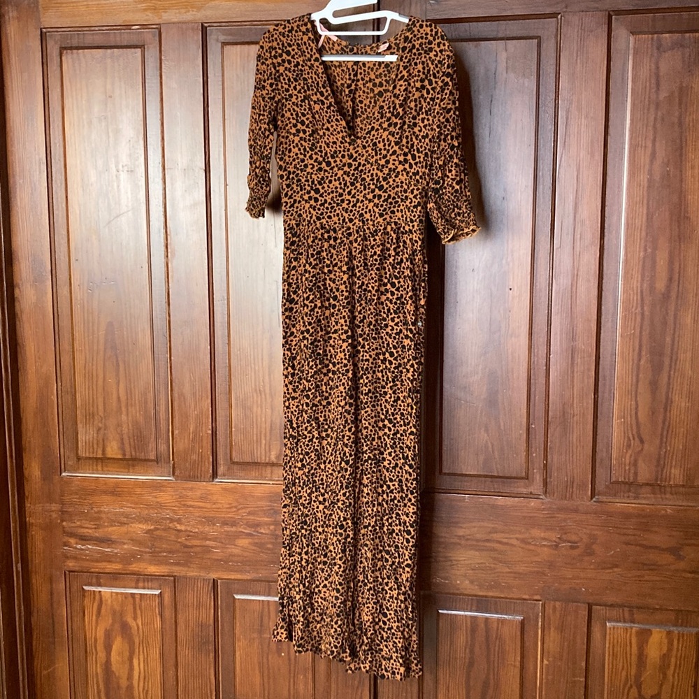 Scotch & Soda Animal Print Half Sleeve Jumpsuit V-neck Viscose Pockets Size XS